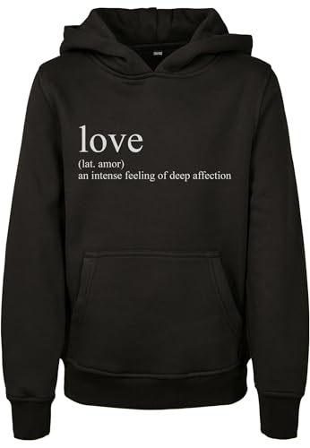 Mister Tee Felpa con Cappuccio Unisex per Bambini con Scritta Love Definition, Nero, 158 cm-164 cm