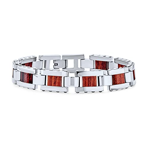 Pulsera masculina Bling Jewelry 8.5 in marrón y acero miniatura 1