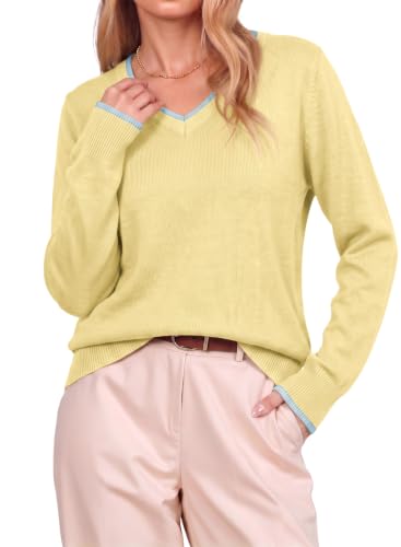Image of Dokotoo Women's Wool Blend Crew Neck Casual Fall Sweaters Knit Tops | Lightweight,Long Sleeve,Fall Outftis,Dressy,Ribbed Hem,Business Casual Tops,Comfy Knit,Pullover,Basic Classic,Layer Clothes