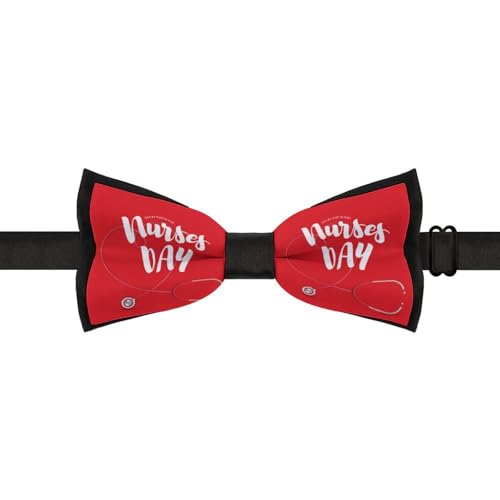 GoasNei Happy Nurse Appreciation Week Day 2023 Bow Tie for Men Adjustable Necktie Funny Tie Neck Ties for Weddings Party