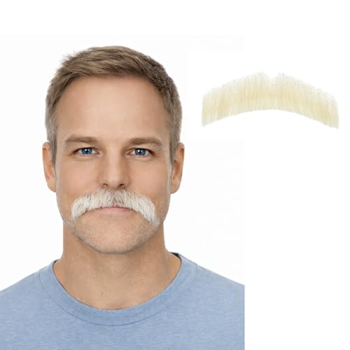 Bromobiz Blonde Fake Mustache for Men Realistic Lace Mustache Lightweight Natural Look Costume Mustache for Cosplay Halloween Stage & Party