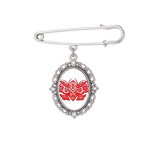 Broche traditionnelle chinoise rouge papier robe chemise écharpe clips M