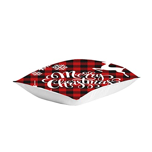 AEROHAVEN Merry Christmas Decorative Polyester Throw Pillow/Cushion Covers - CC162 - (16 x 16 inch, Red, Set of 4)