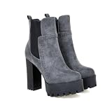 ENWIND Women's High Heeled Chelsea Ankle Boots Platform Fall Boots Chunky Block Heel Elastic Side Booties,Grey,5 UK