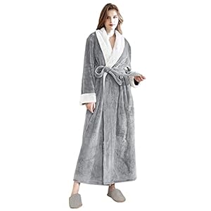 Hellomamma Women’s Fleece Robes, Long Winter Warm Soft Plush Bathrobes for Women, Fluffy Comfy House Coat