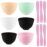 Mirrline Multicolor Silicone Mixing Bowls Facial Mask Serve Bowl Cosmetic Beauty Tool with Stirring Sticks for Skincare DIY Craft Home Salon - 6 Pcs