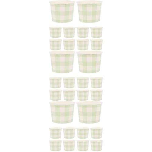 Amosfun 3 Juegos Tazón De Papel De Helado Tazas De Mousses Revestimientos Para Magdalenas Con Hielo Cono Tazón De Frutas Condimento Tazón De Helado Taza De Papel De Helado Green 10 Uds * 3