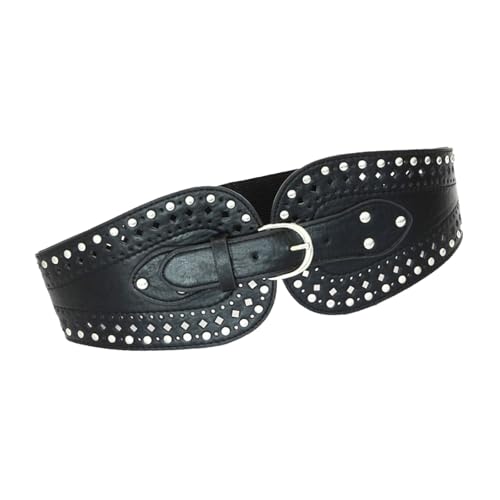Stylish Studded Belt Fashionable PU Leather Waistband Women Wide Waist Belt for Casual and Party Wear