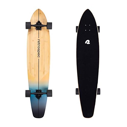 Retrospec Zed Longboard Skateboard Complete Cruiser | Bamboo & Canadian Maple Wood Cruiser w/Reverse Kingpin Trucks for Commuting, Cruising, Carving & Downhill Riding