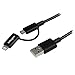 Produktbild StarTech.com 1m Apple Lightning oder Micro USB auf USB Kabel (iPhone iPad iPod Lade- und Sync-Kabel) schwarz