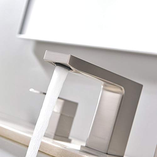 VCCUCINE Best Commercial 3 Holes Two Handles Lavatory Vanity Sink Widespread Brushed Nickel Bathroom Faucet, Bathroom Sink Faucet With Hoses