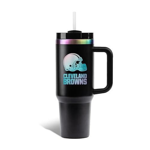 Image of The Memory Company Officially Licensed NFL - Cleveland Browns 40oz Iridescent Tumbler with Handle