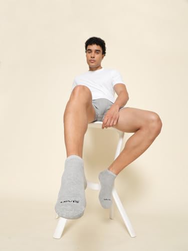 Image of Levi's LS304 Men's Compact Cotton Stretch Ankle Low Cut Socks (Pack of 3)