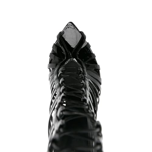 Women's Stiletto Knee High Boots Punk Style Back Zipper Peep Open Toe Sky High Heeled Clear Tall Boots Hollows Out Strappy Lace Up Boot For Women2