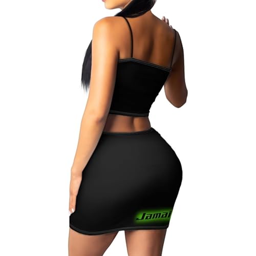 Image of 2025 Sexy Spaghetti Strap Crop Tops and Bodycon Skirt Casual 2 Piece Set S-4XL