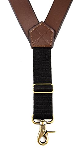 Men's Smooth Leather Suspenders Adjustable Elastic Strap Scissor Hook Snaps Y Backed (Brown, Small) #TOP3