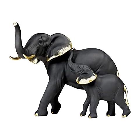 Sculpture Mother & Calf Elephant Statue,Sculpture Beautiful Home Decor or Gift Idea. (Black) Cover