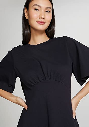 Vestido Curto Evasê Com Mangas Godê - Preto P