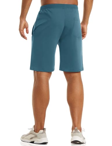 Image of CRYSULLY Men's Cotton Joggers Casual Workout Shorts Running Shorts with Zipper Pockets 1703