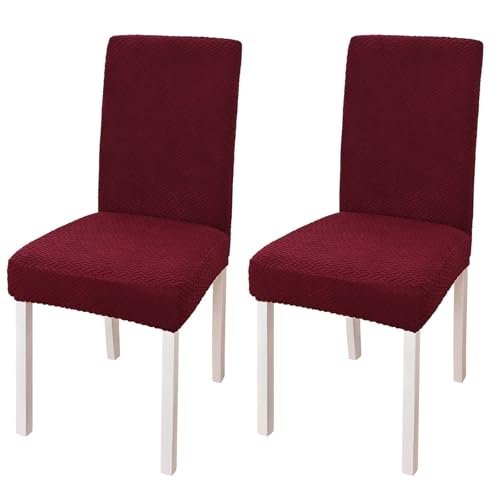 ZRCYXDW Fundas Sillas De Comedor Elasticizzato, Extraíble Fundas para Sillas De Comedor Spandex Suave con Parte Inferior Elástica Funda para Sillas Lavable para Hotel-Vino Rojo-Pack de 6