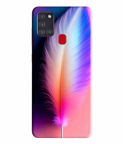 Image of Printed Hard Back Case Cover & Compatible for Samsung Galaxy A21S | Colourful Feather (Multicolor) - D1181
