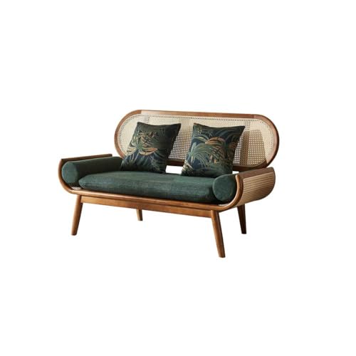 DIANXI Sofás Pequeños Sofá pequeño de ratán Madera for el hogar, sofá Moderno for, Ocio for la Sala Estar Sofá para Dormitorio(165x70x80cm)