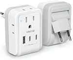 1 Pack European Plug Adapter, VINTAR Foldable Travel Adapter for Europe with 4 AC Outlets 3 USB Ports(2 USB C), Type C Adaptor Charger for Canada to Most of Europe Italy Spain France Portugal