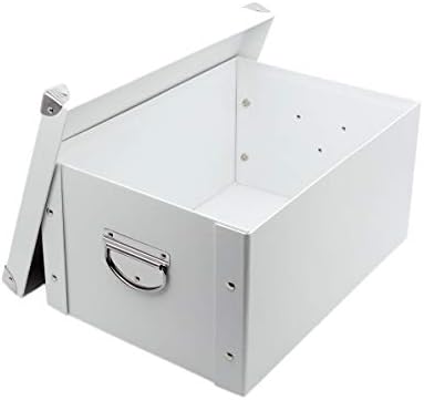 GUOZI Collapsible Storage Box, Decorative Memory Box with Lid & Metal Reinforced Corners, Cardboard File Box with Handles, Organizer Gift Box for Keepsake Toy Photos Office Nursery Wardrobe Bookshelf