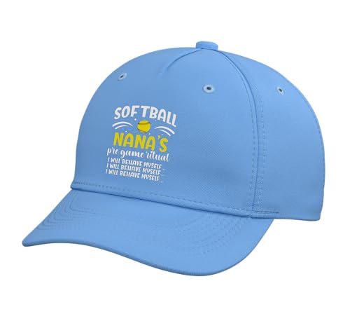 Softball Nana Funny Nana of A Softball Player Nana Adjustable Printed Baseball Hat, Light Blue