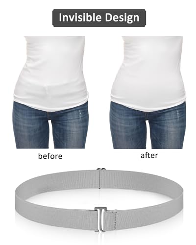 Image of SATINIOR 2 /3 /4 Pack Women Elastic Stretch Belt Invisible Sweater Shirt Tuck Band with Flat Buckle for Jeans Pants