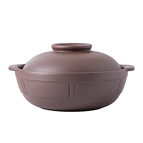 Olla de cerámica, olla de arcilla, olla de guiso, olla japonesa, estilo retro de loza para uso doméstico, capacidad de 2,8 L