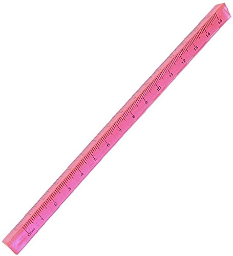 Regla triangular de 15 cm, regla recta de plástico, práctica para estudiantes, herramienta de medición a doble escala, suministros escolares de oficina, color aleatorio