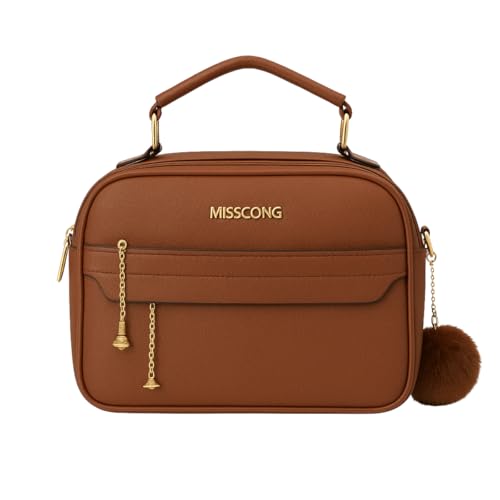 Bolsa Feminina Média Transversal Tiracolo Ombro Tote Baú QUBCCUM (Café)