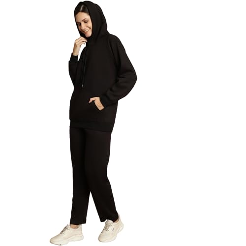 Image of Mack Jonney Solid Hooded Cotton Fleece tracksuit Co-Ord Set for Women-MACK32729