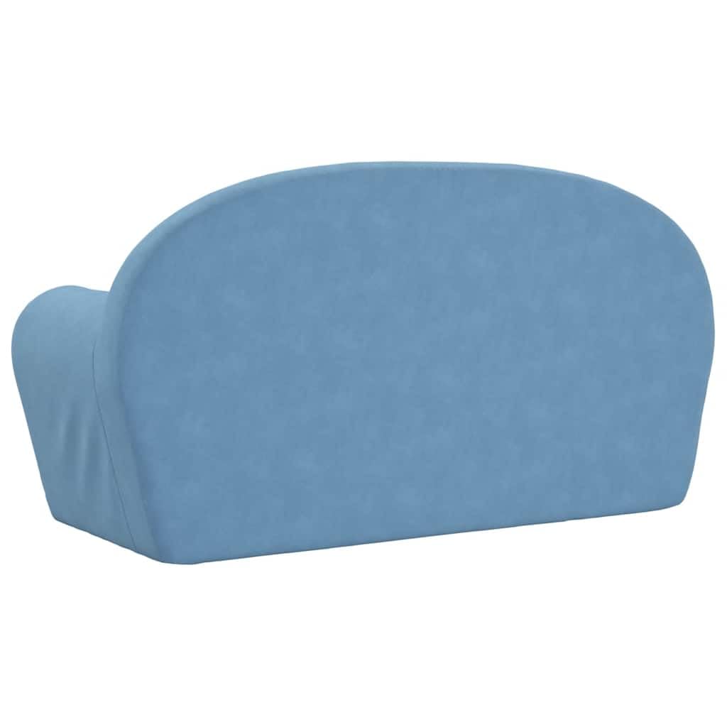 vidaXL Canapé pour Enfants 2 Places Bleu Peluche Douce