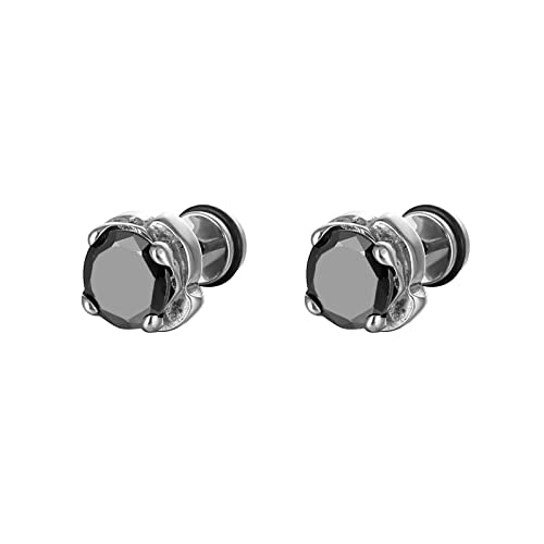 Boucles d'oreilles stud en acier et zircone noir pour un style urbain minimaliste