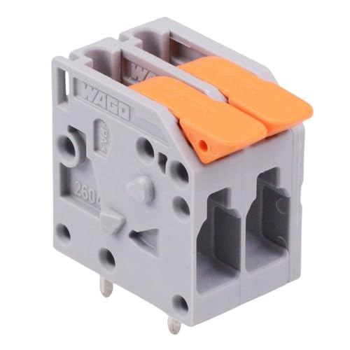 2604-1102 WAGO 2-Way 5mm Push-In PCB Terminal Block 4mm² 32A (Quantity x 1)