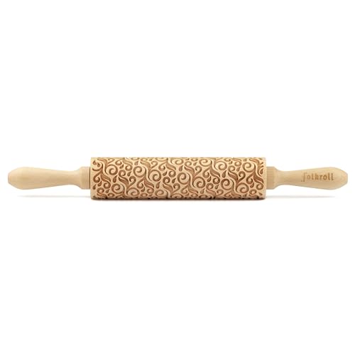 Rouleau à gaufrer floral deko medium en hêtre pour biscuits - 2