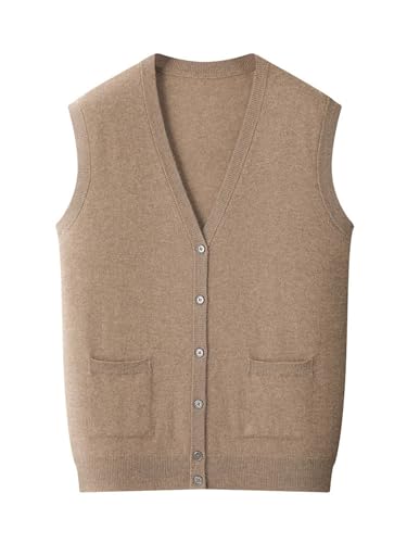 Men's Cashmere Cardigan Vest V-Neck Sweater Sleeveless Knitwear Pockets Casual Waistcoat2
