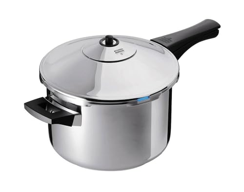 Kuhn Rikon Pressure Cooker Duromatic Inox 5L/22cm Food Steamer with Long Handle. Multi Cooker Hotpot with Auto Lock Lid. Stainless Steel Pot. Instant Cook Pot – 10 Year Kuhn Rikon Cookware Guarantee