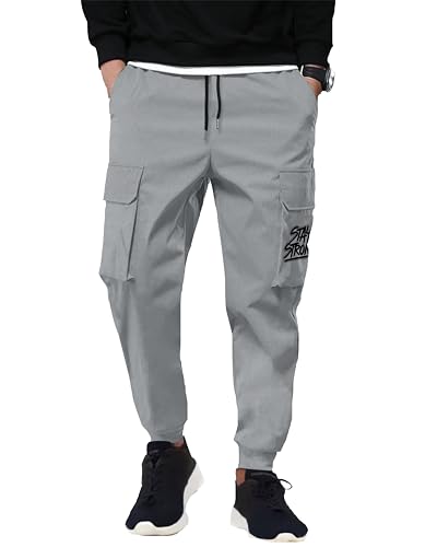 Image of JUGULAR Men's Regular Fit low Rise Cotton Solid Stylish Cargo Track Pants