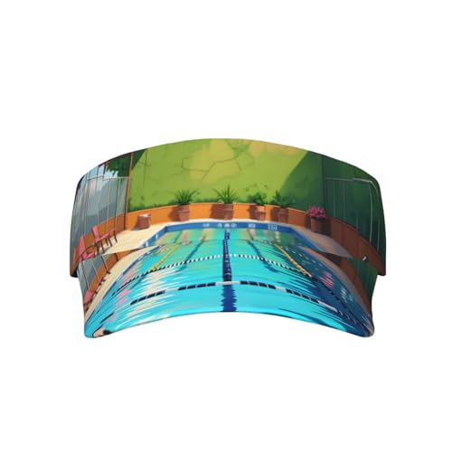 WBQLSL Flamingo and Swimming Pool Printed Sunshade Hollow hat - Fashionable Golf Baseball Cap, Suitable for Daily Leisure and Outdoor Sports Black