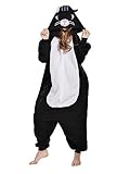 NEWCOSPLAY Unisex Adult Black Cat Onesie Pajamas Animal One Piece Costume Cosplay Sleepwear (Black Cat, X-Large)
