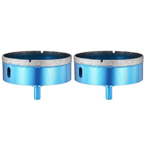 PATIKIL 4" Diamond Hole Saw 100mm 3-Flat Shank Blue 2Pcs