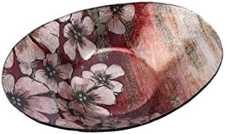 CGB Giftware Pink Floral Oval Glass Bowl | Large | Gift Boxed | Decorative Display Dish | Glassware Tableware Decor Homeware GB06353