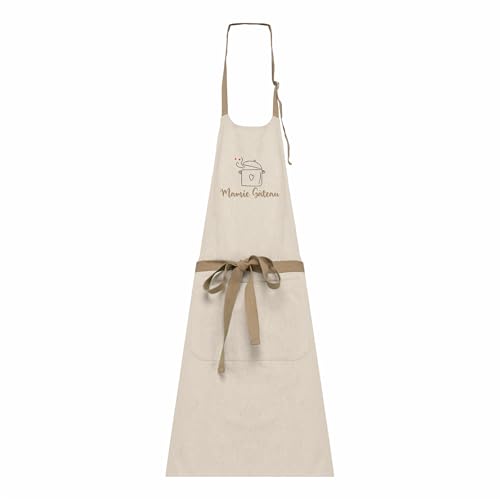 Tablier "Mamie Gâteau" - cadeau anniversaire mamie, cadeau de noël mamie, cadeau fête des grands mères, cadeau grand mère, cadeau mamie gateau, tablier de cuisine pour grand mère (Crème)