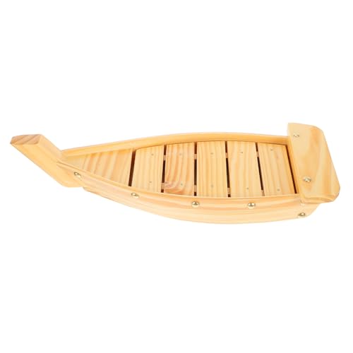 Plato de sushi de madera en forma de barco 37x15.3x7cm miniatura 1