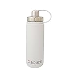 EcoVessel BOULDER TriMax Dual Opening Insulated Stainless Steel Water Bottle with Tea - Fruit and Ice Strainer - 20 oz. - Whiteout