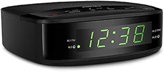 PHILIPS Radio Alarm Clocks for Bedrooms, LED Display, Easy Snooze, Sleep Timer, Alarm Clock Radio w/Battery Backup Bedroom Clock Black (Batteries not Included)