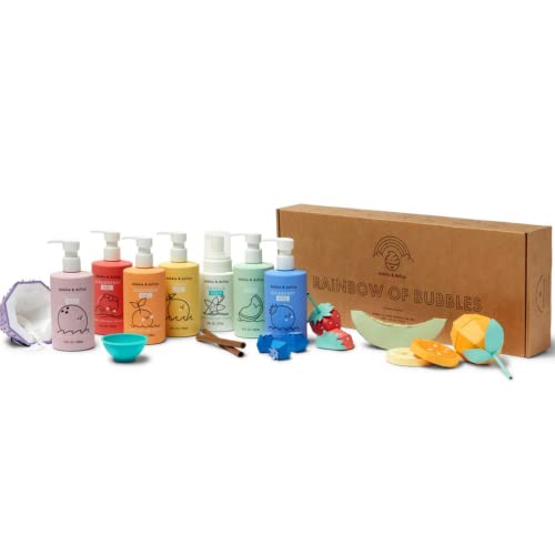 Dabble & Dollop Rainbow Of Bubbles, Natural Bubble Bath, Body Wash, Shampoo & Conditioner For Kids, Usa-Made, Paraben & Sulfate Free, Vegan, Gluten-Free, Tear-Free, (Set Of 7) #TOP1